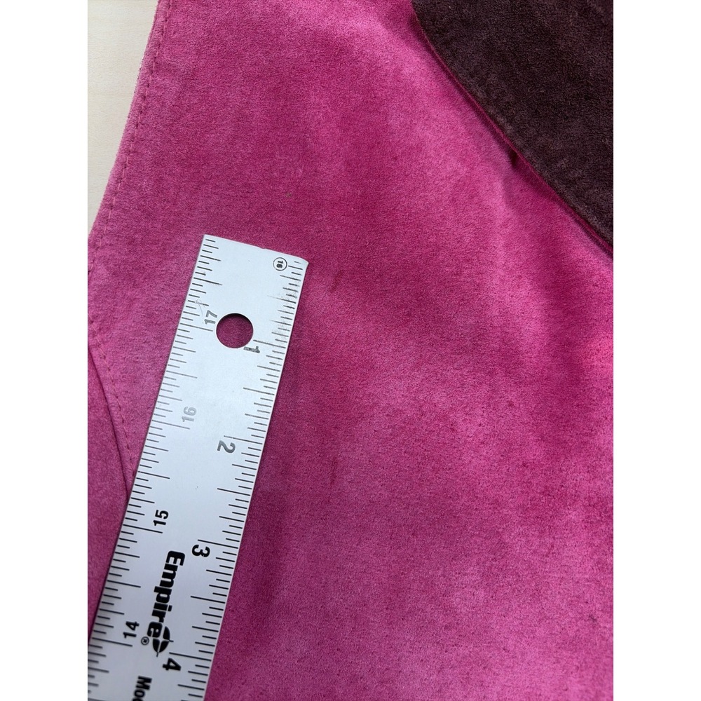 Bob Mackie Studio Magenta Pink Suede Leather Embroidered Beaded Vest Size 10 - Picture 5 of 8